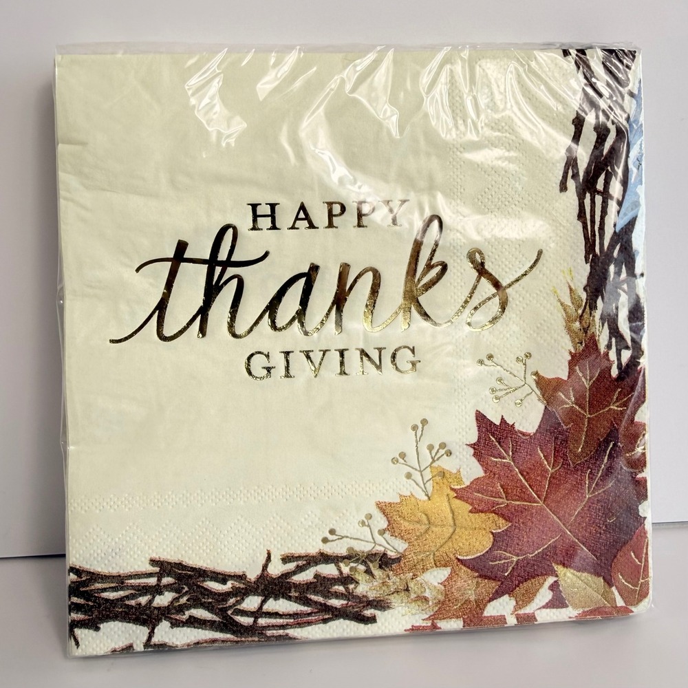 BrotherSister 'Happy Thanksgiving' Fall Party
Napkins Gold Script Leaves NIP